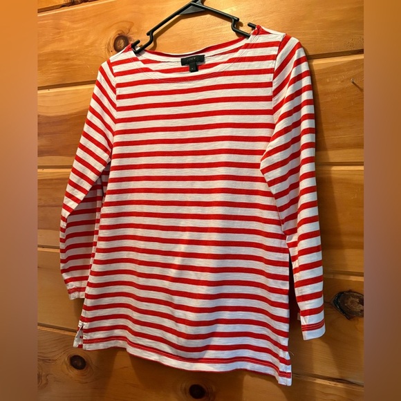 J.Crew Womens S Pull Over 3/4 Sleeve Crew Neck T Shirt Cream Striped. - Picture 1 of 8